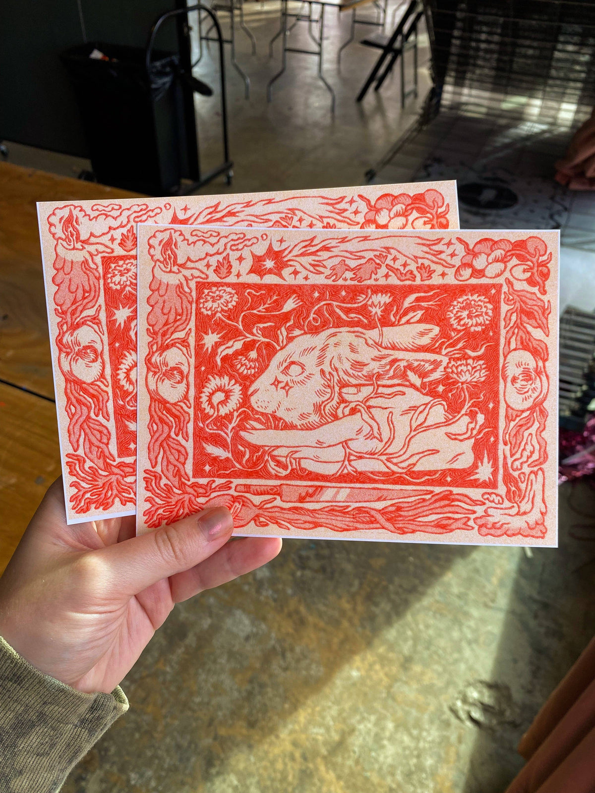 Wood-Burned Rabbit Riso Print | ALTARGOKART