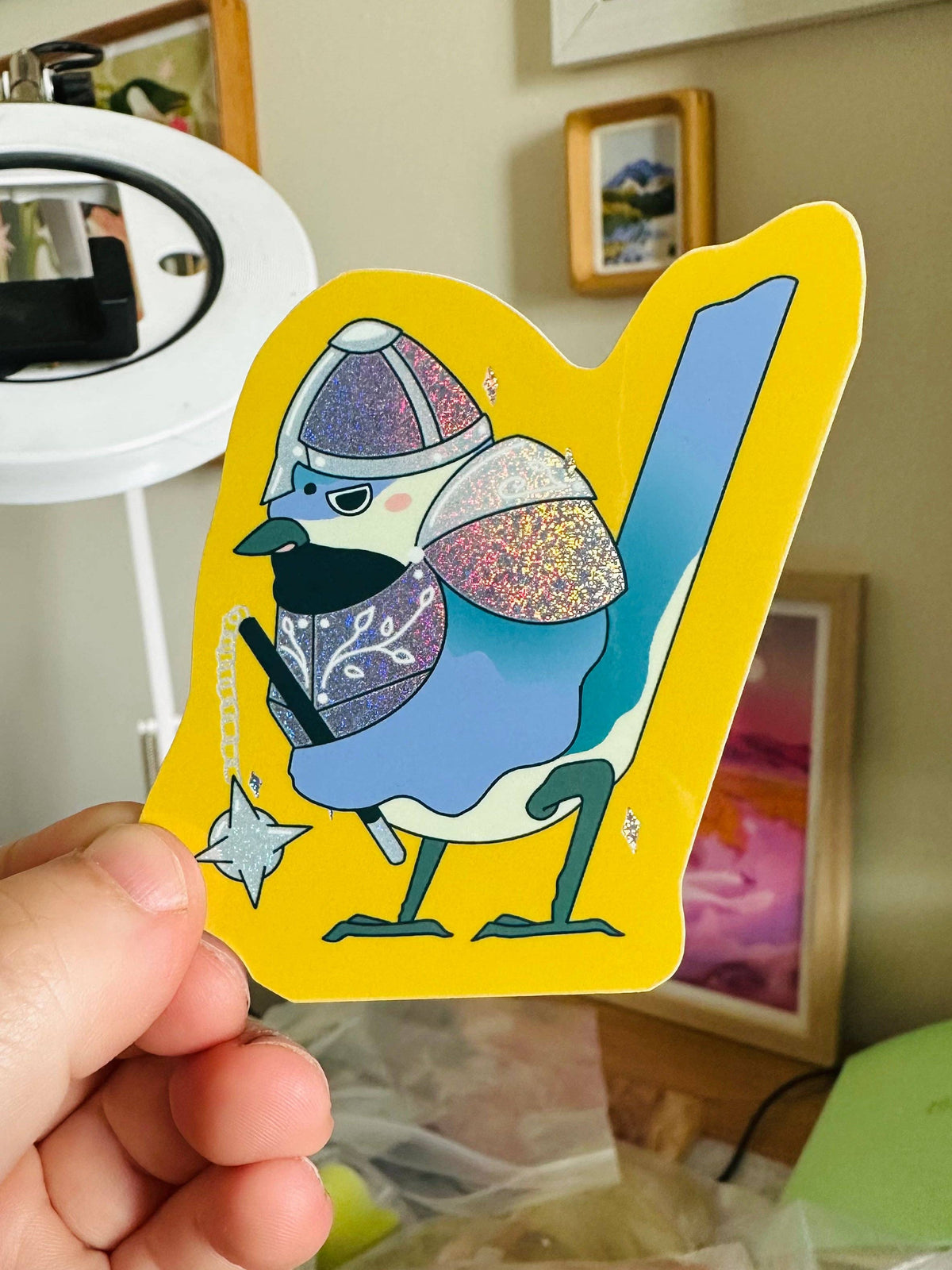 Chickadee Knight Holographic Sticker | Odd Hare Goods