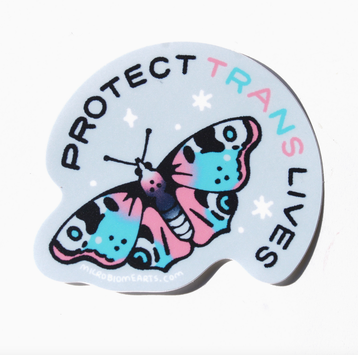 Protect Trans Lives Queer Pride Vinyl Sticker | Microbiome Arts