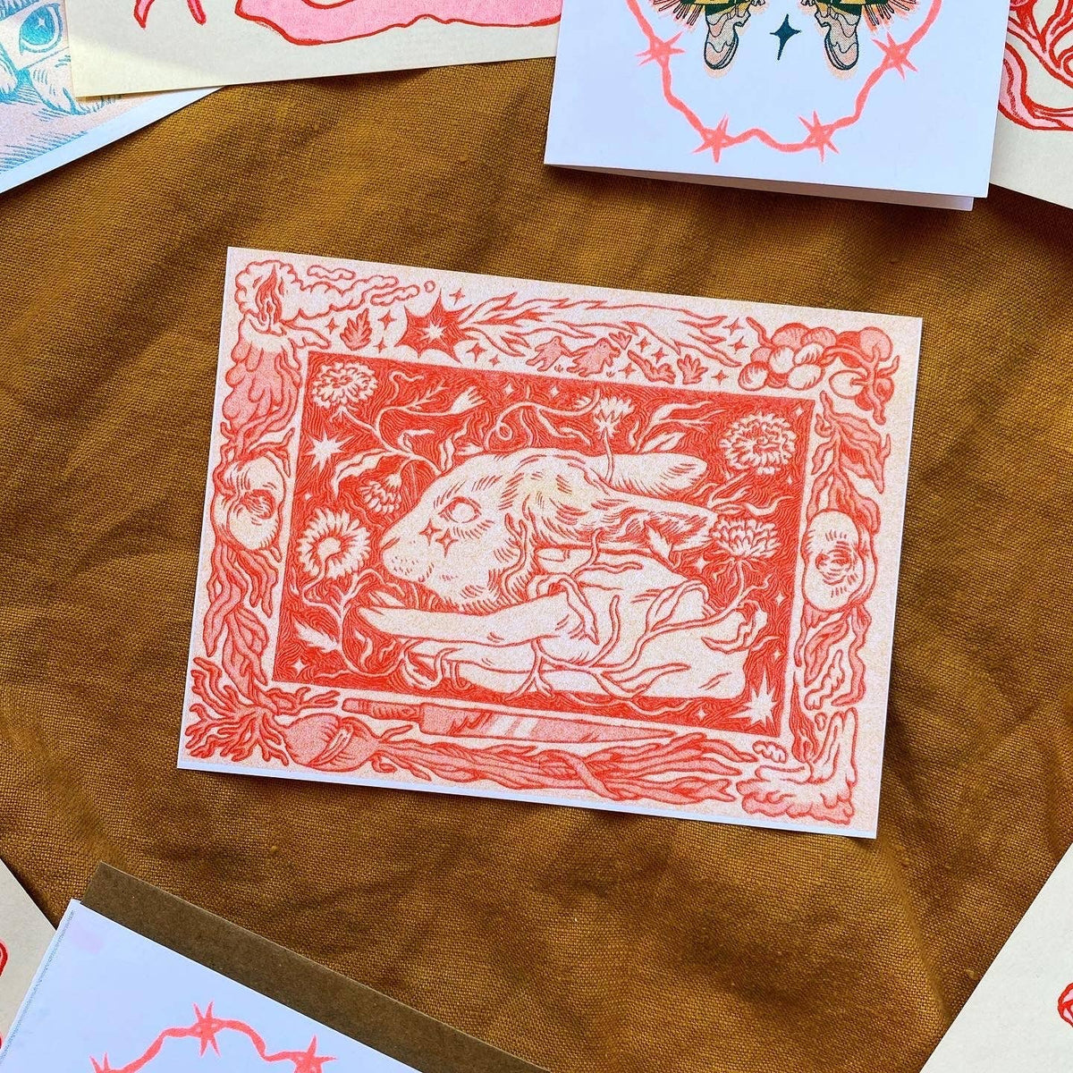 Wood-Burned Rabbit Riso Print | ALTARGOKART