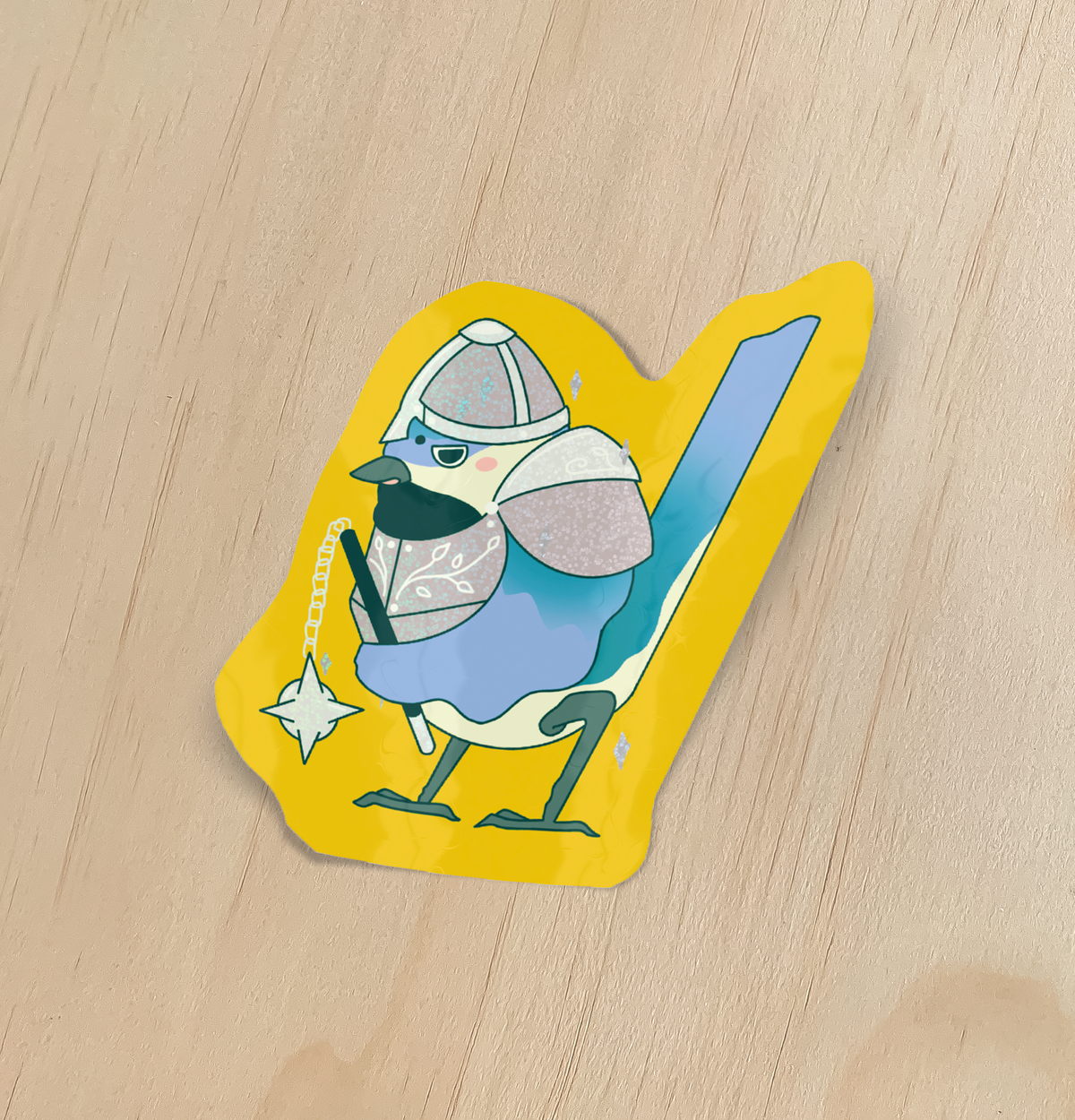 Chickadee Knight Holographic Sticker | Odd Hare Goods